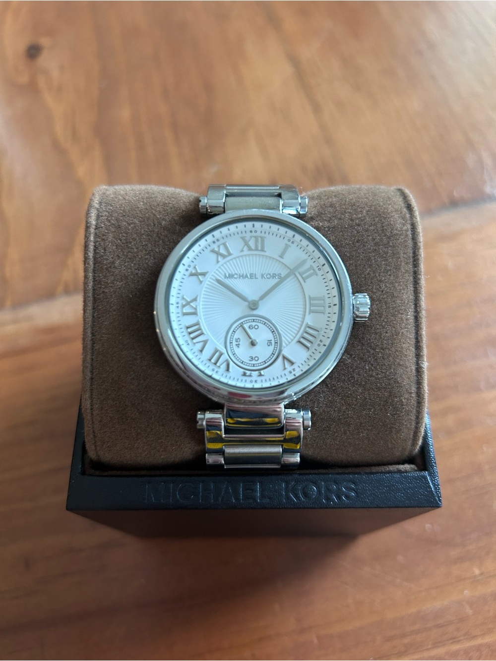 Michael Kors Silver White Stainless Steel Roman Numeral Watch